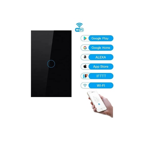 [TEC-IITN-1C] INTERRUPTOR WIFI Teclam TACTIL negro 1 servicio